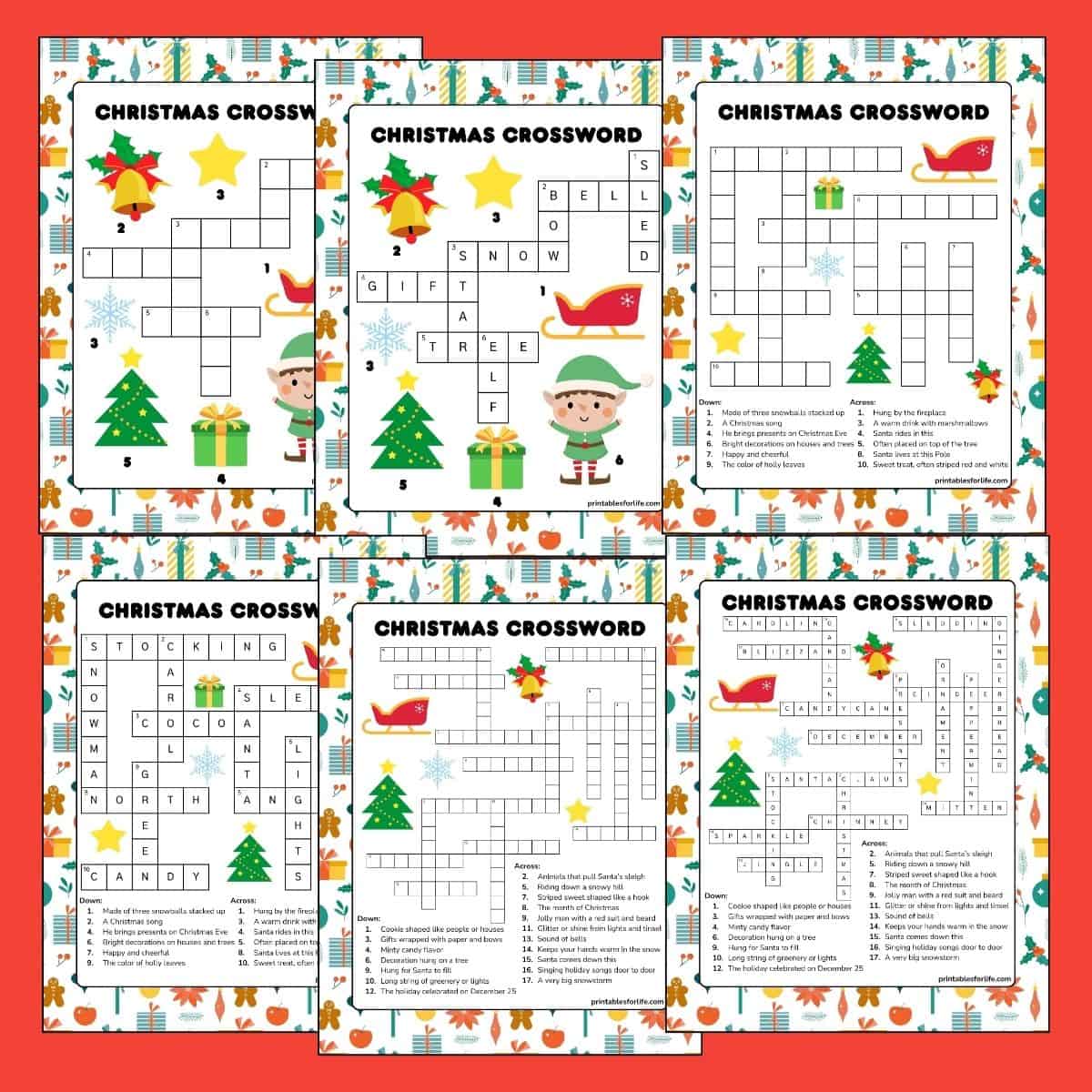 free printable christmas crossword puzzle for kids